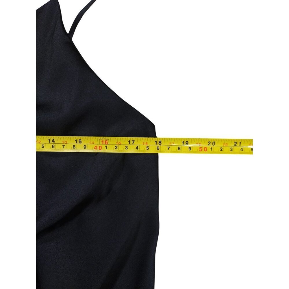 The Drop Black Satin-Look Polyester Cowl Neck Camisole Adjustable Strap Size L - Picture 6 of 7